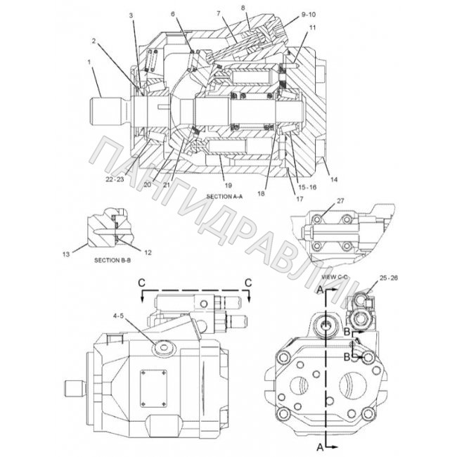 Гидравлический насос Caterpillar 228-3636 PUMP GROUP-PISTON -HYD FAN